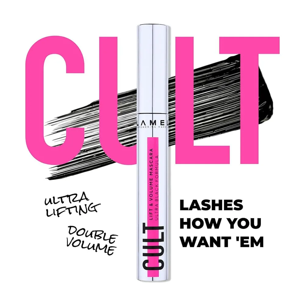 Comfortable casual lamel cult lift & volume mascara, smudge proof, flake-free, 401 ultra black