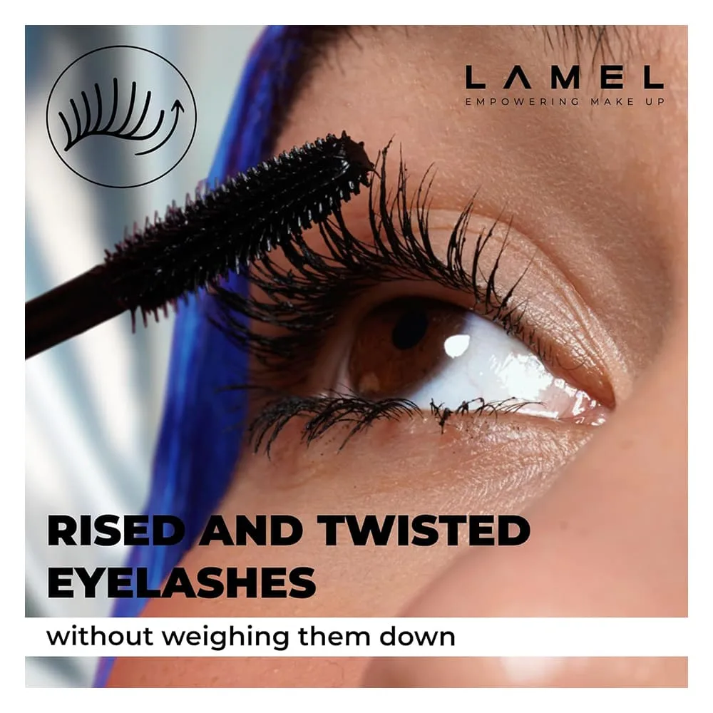 Premium everyday wear lamel cult lift & volume mascara, smudge proof, flake-free, 401 ultra black