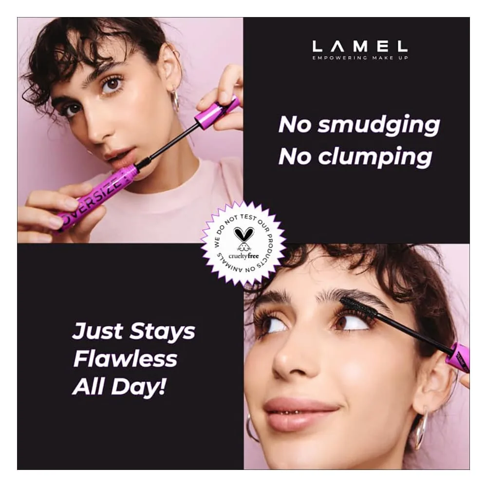 Premium everyday wear lamel volume double oversize mascara, smudge proof, flake-free, vibrant black