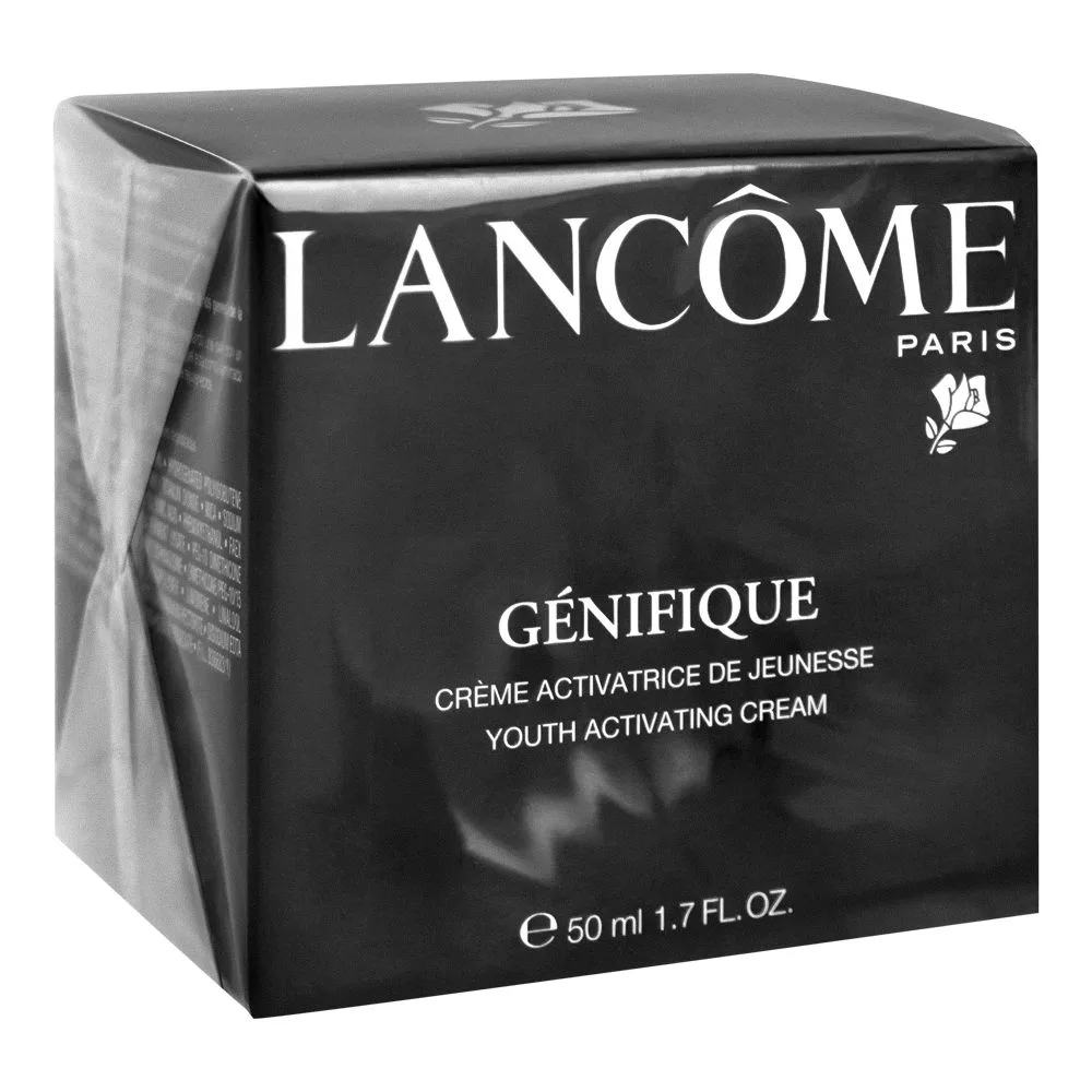 Side view of lancome genifique youth activating day cream, face moisturizer, 50ml