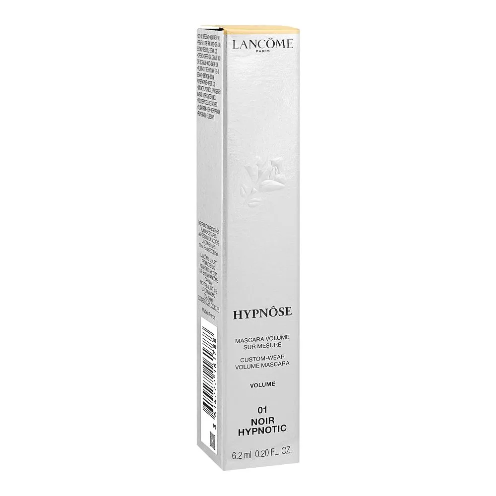 Side view of lancome hypnose custom wear volume mascara, 6.2ml, 01 noir hypnotic