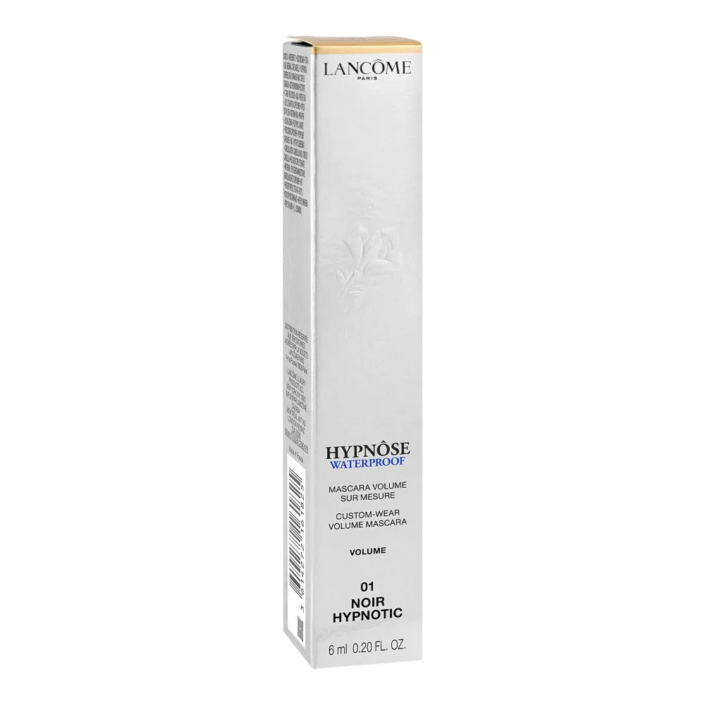 Side view of lancome hypnose custom wear volume waterproof mascara, 6ml, 01 noir hypnotic
