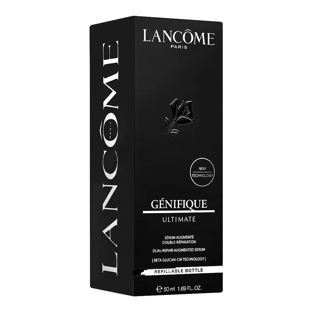 Side view of lancome paris genifique ultimate dual-repair augmented serum, glycerin, citric acid, for sensitive skin, 50ml