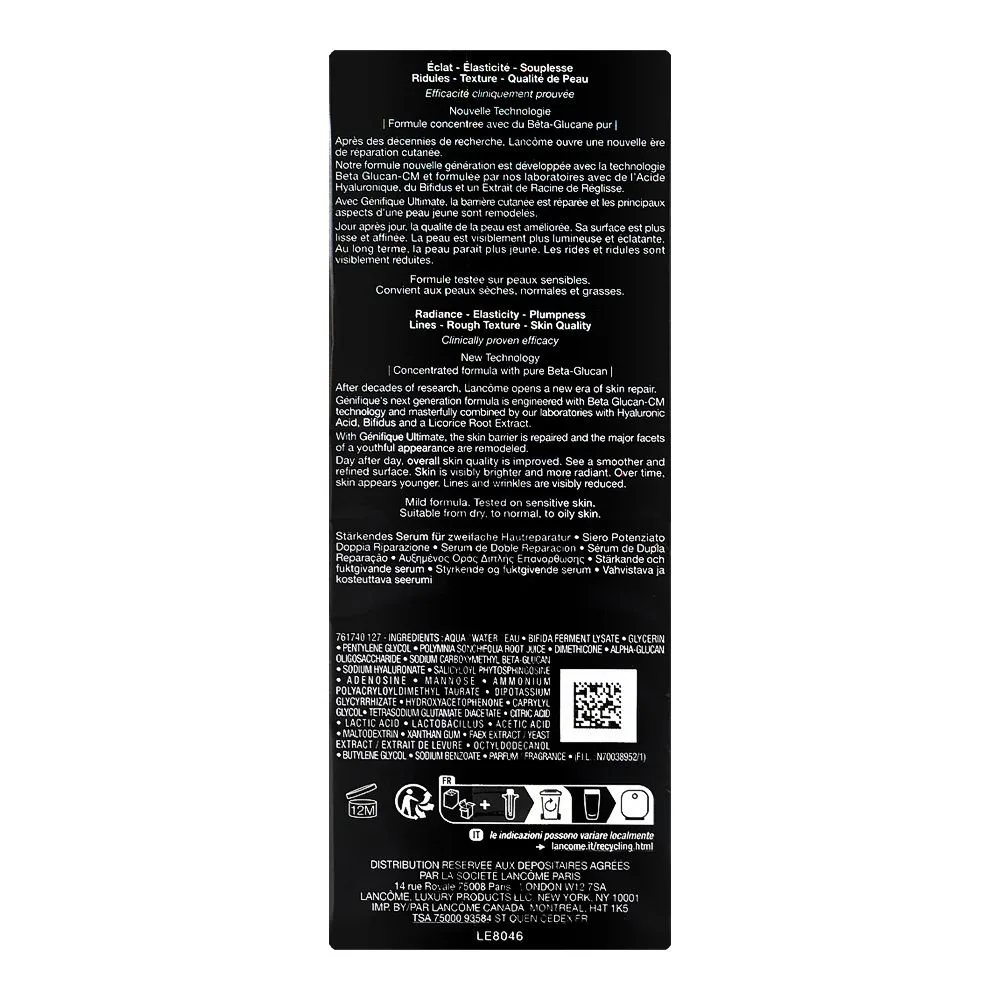 Comfortable casual lancome paris genifique ultimate dual-repair augmented serum, glycerin, citric acid, for sensitive skin, 50ml
