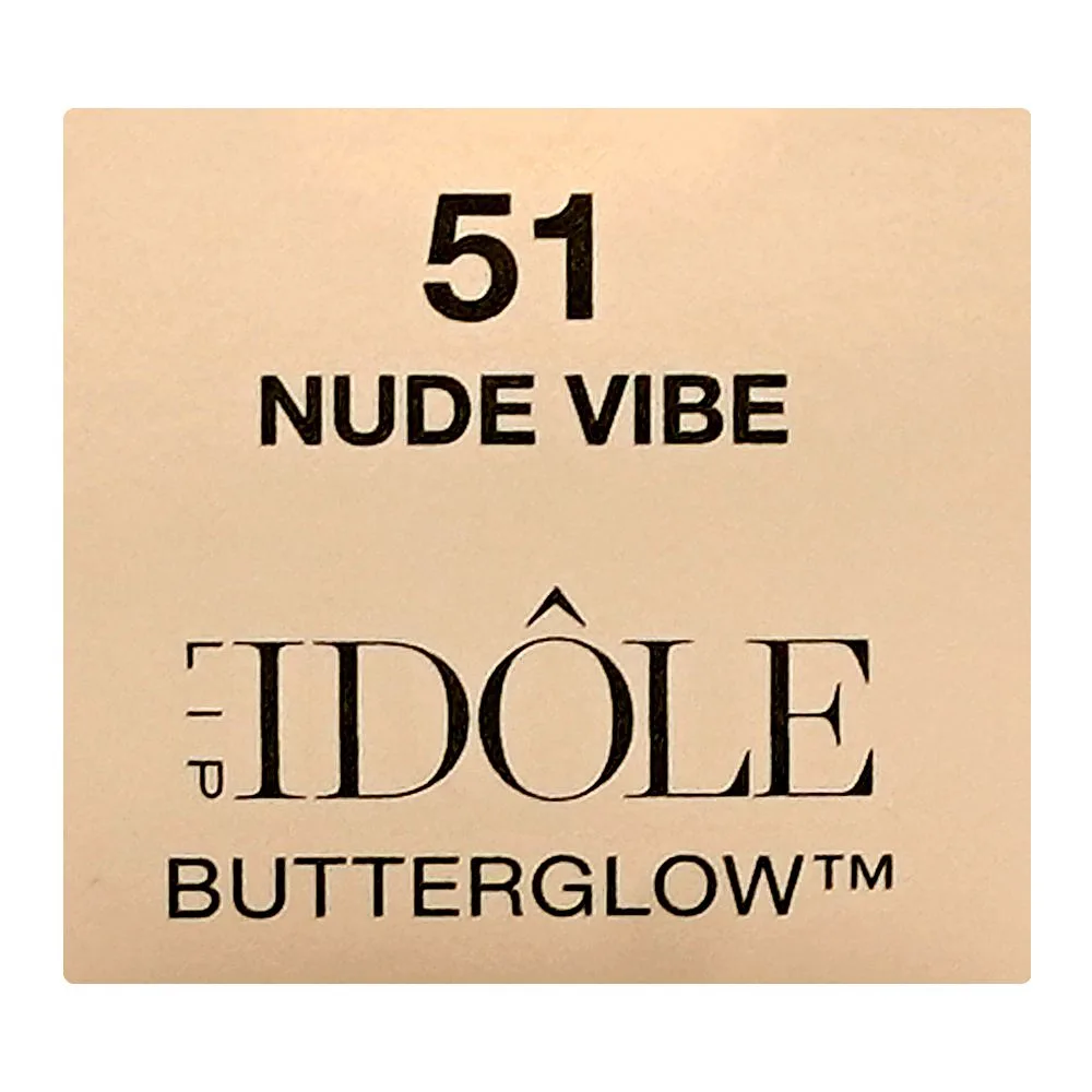 Front angle of lancome paris idole lip butter glow 12% squalane care-in-glow color balm, 51 nude vibe, 3g