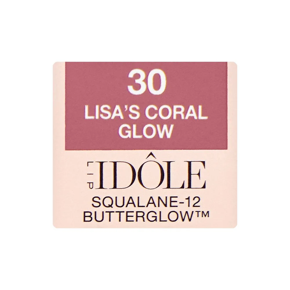 Front angle of lancome paris idole squalane-12 butter glow hydrating lip balm, 3g, 30 lisa-'s coral glow