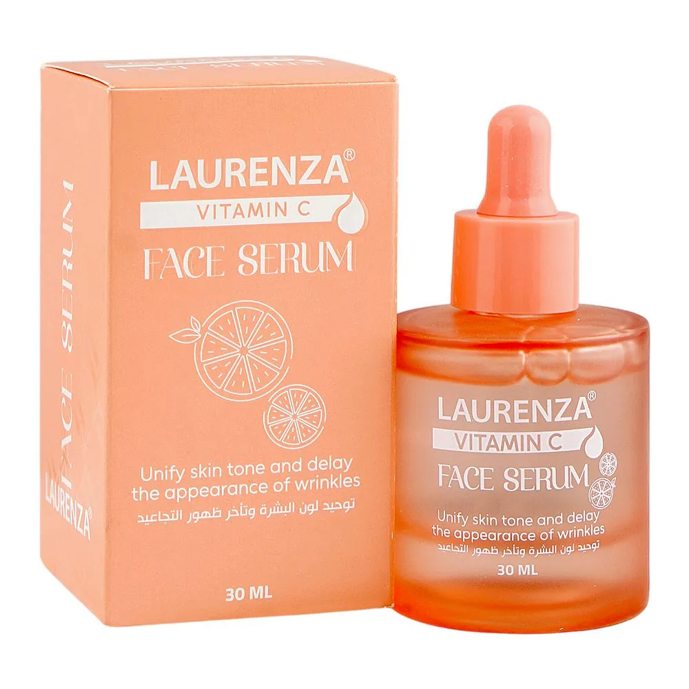 Laurenza Vitamin C Face Serum, Niacinamide, Hydrogen Castor Oil, For Wrinkle-Free Skin, 30ml