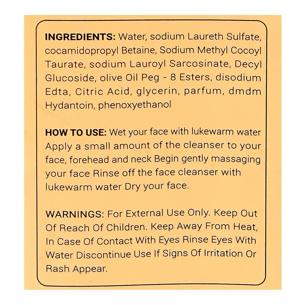 Comfortable casual laurenza vitamin e face wash, olive oil, citric acid, for skin freshness, 100ml