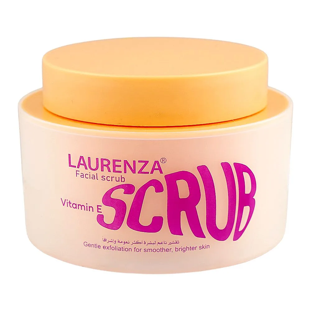 Laurenza Vitamin E Facial Scrub, Mineral Oil, Glycerin & Shea Butter, For Smoother & Brighter Skin, 100ml