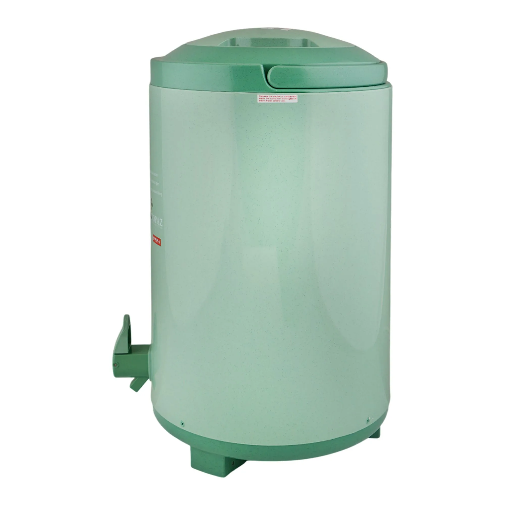 Side view of lion star sahara water thermos, 12 liters, green, d-25