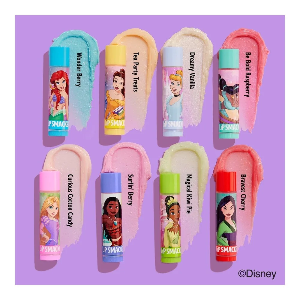 Side view of lip smacker disney princess flavored lip balm party pack, 8 pcs, 32.0g