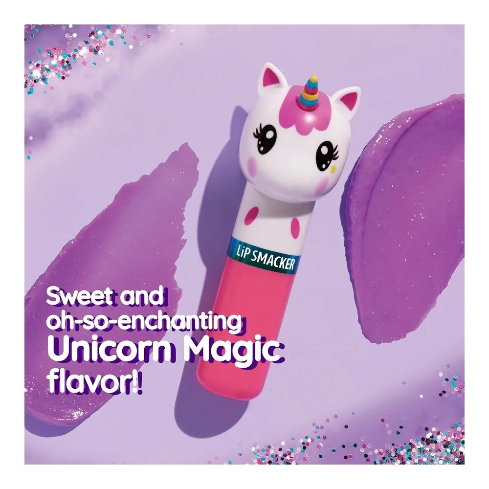 Comfortable casual lip smacker lippy pals unicorn, flavored moisturizing & smoothing soft shine lip balm, hydrating & protecting - unicorn magic, 4g