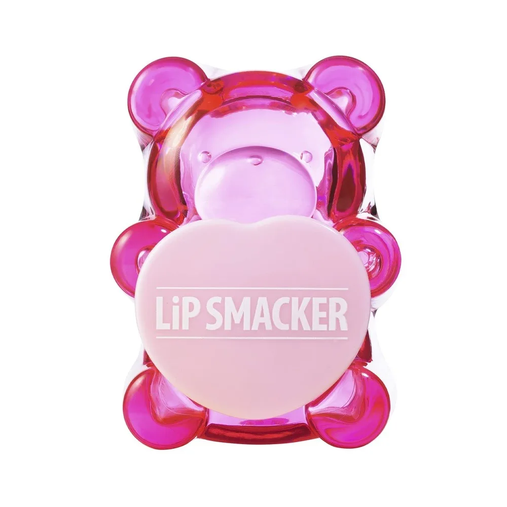 Side view of lip smacker luv u straw-beary much! lip balm, strawberry, 6.4g