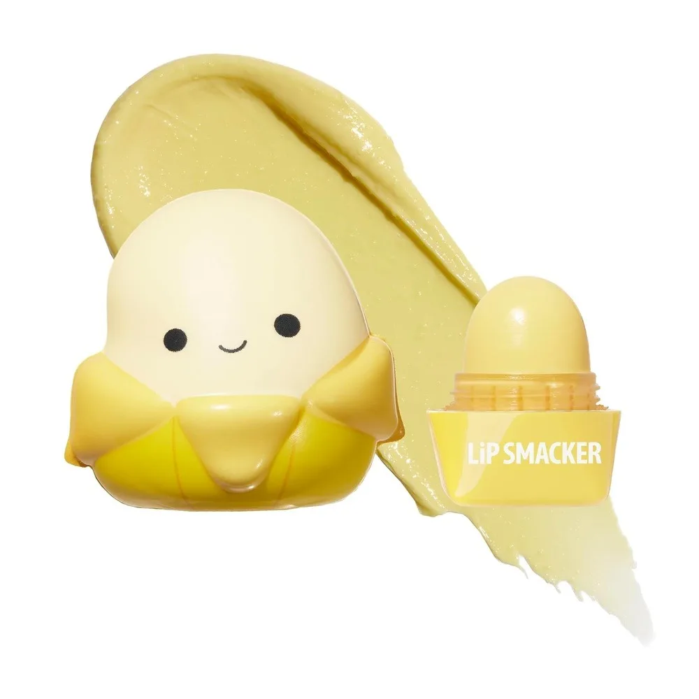 Comfortable casual lip smacker squishmallows moisturizing lip balm, hydrates & smooths – junie, banana, 7.4g