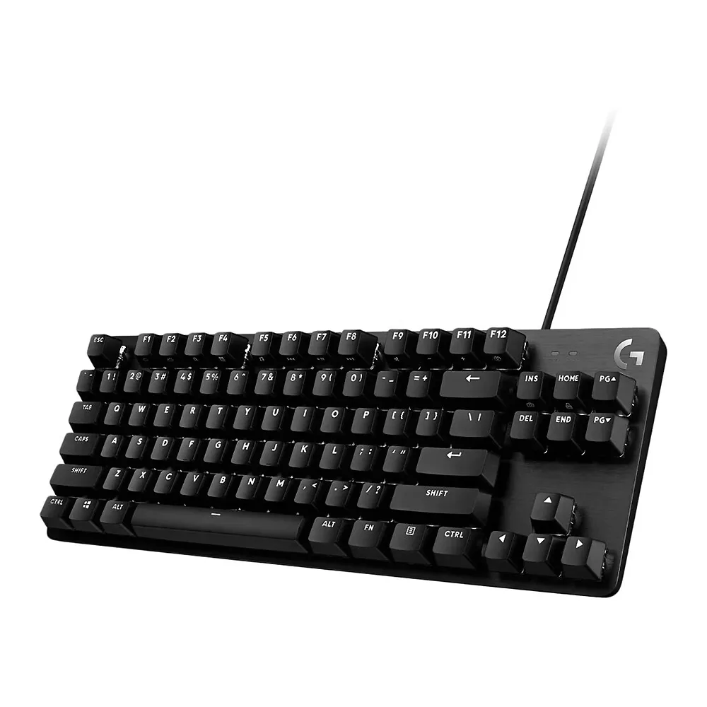 Side view of logitech mechanical gaming keyboard, black, g413 tkl se, 920-010448