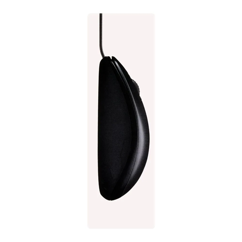 Close-up design of logitech mouse, black, b100