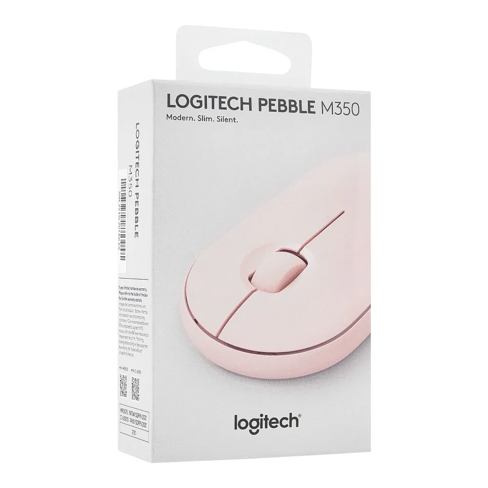 Close-up design of logitech pebble wireless mouse, pink, m350