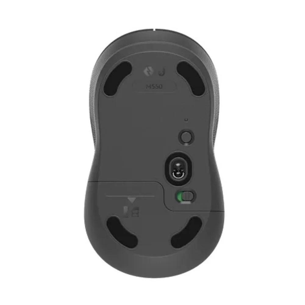 Close-up design of logitech signature wireless mouse, grey, m550, 910-007190