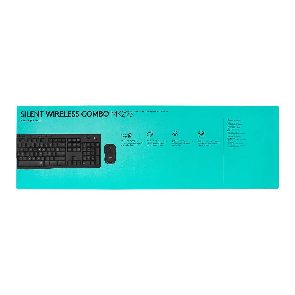 Premium everyday wear logitech silent wireless combo keyboard & mouse black, mk295