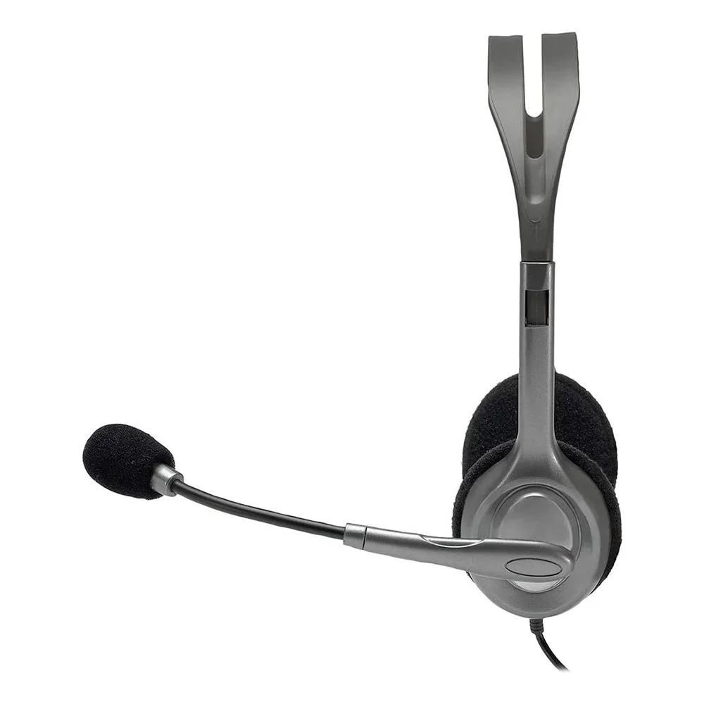Side view of logitech stereo headset, black, h110, 981-00459