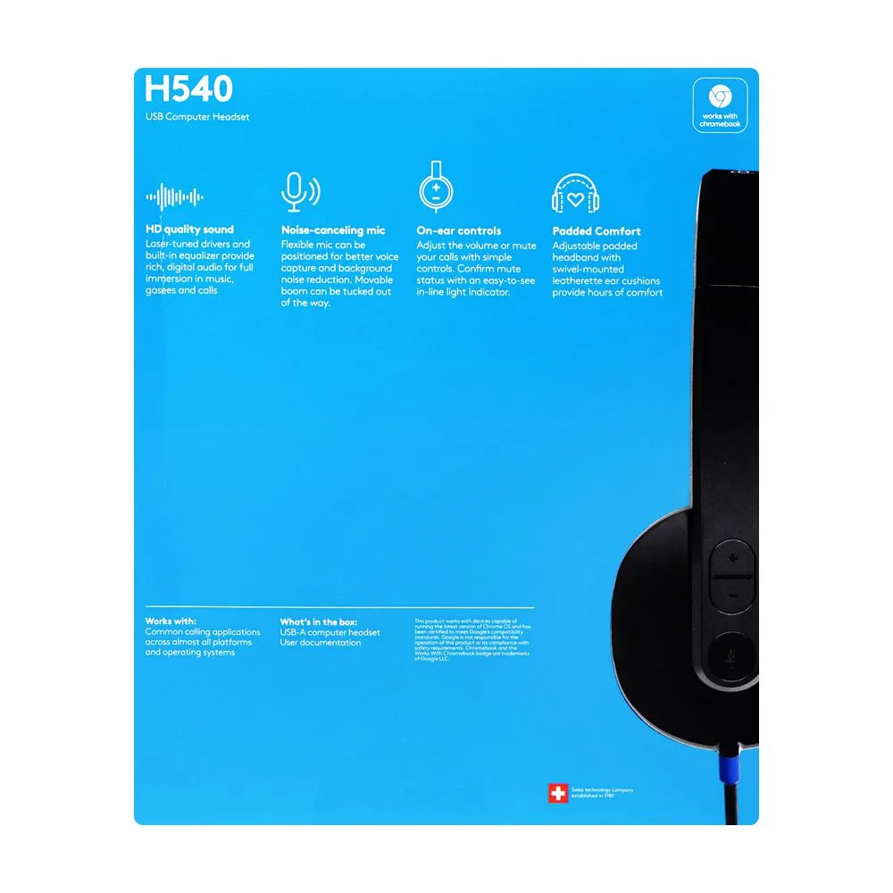Premium everyday wear logitech usb computer headset, black, h540