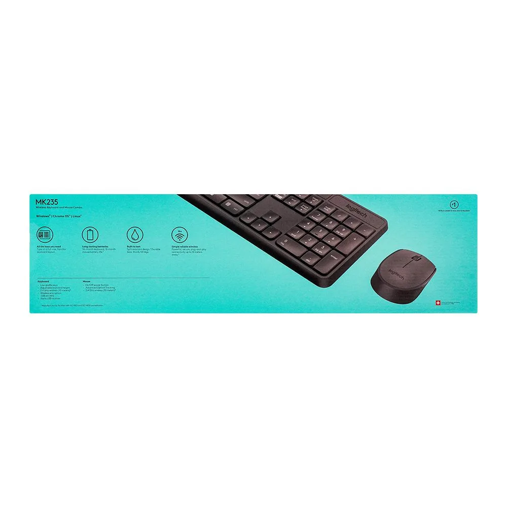 Comfortable casual logitech wireless keyboard and mouse combo, mk-235, 920-007937