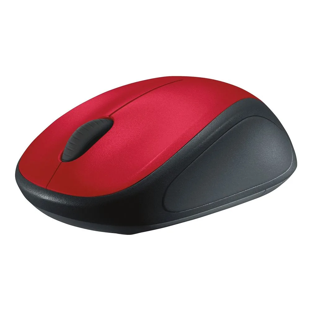 Side view of logitech wireless mouse black/red m235 #910-003412