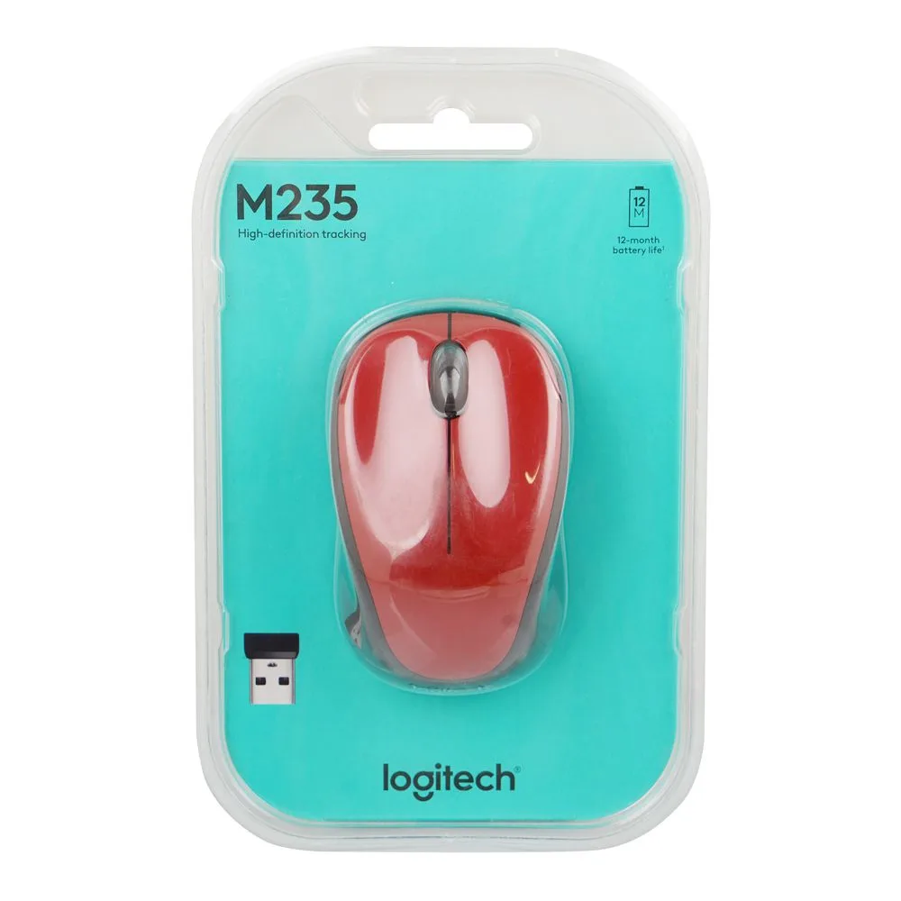 Comfortable casual logitech wireless mouse black/red m235 #910-003412