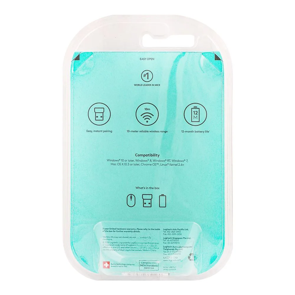 Comfortable casual logitech wireless mouse, blue, m185, 910-002502