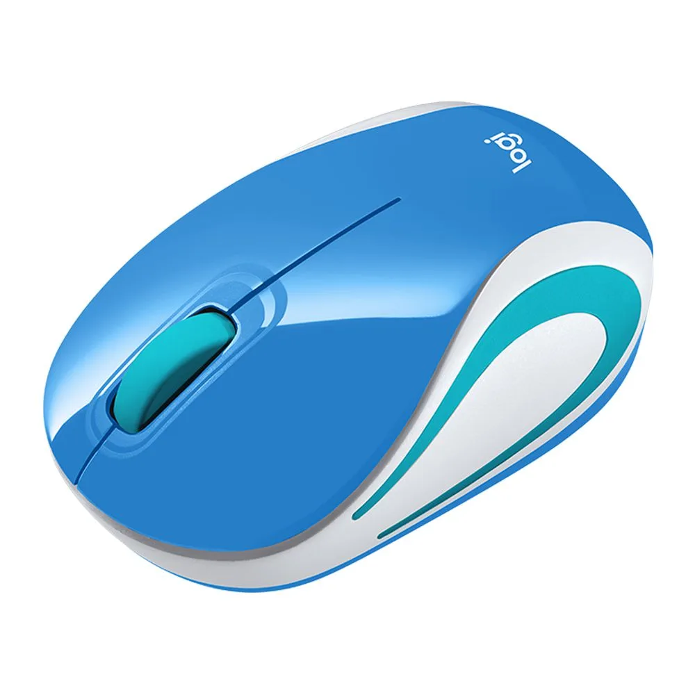 Comfortable casual logitech wireless mouse, blue/white, m187