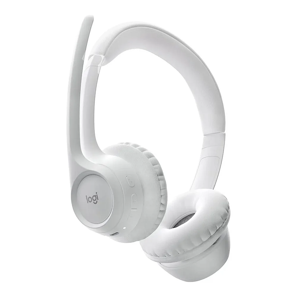Comfortable casual logitech zone 300 wireless headset with noise-canceling mic, white, 20 hours runtime, 981-001418
