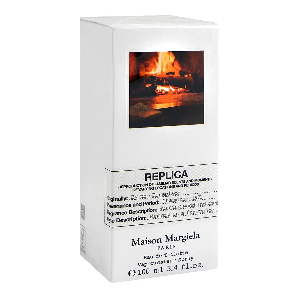 Side view of maison margiela replica by the fireplace, eau de toilette, for men & women, 100ml