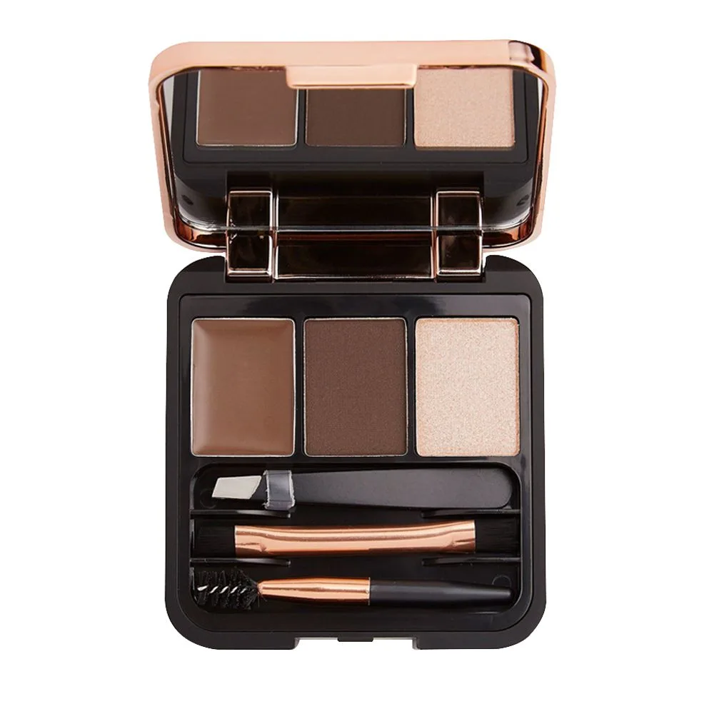 Side view of makeup revolution brow sculpt kit, dark brown, 2.2g