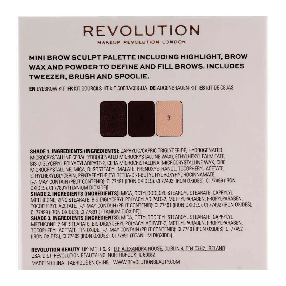 Comfortable casual makeup revolution brow sculpt kit, dark brown, 2.2g