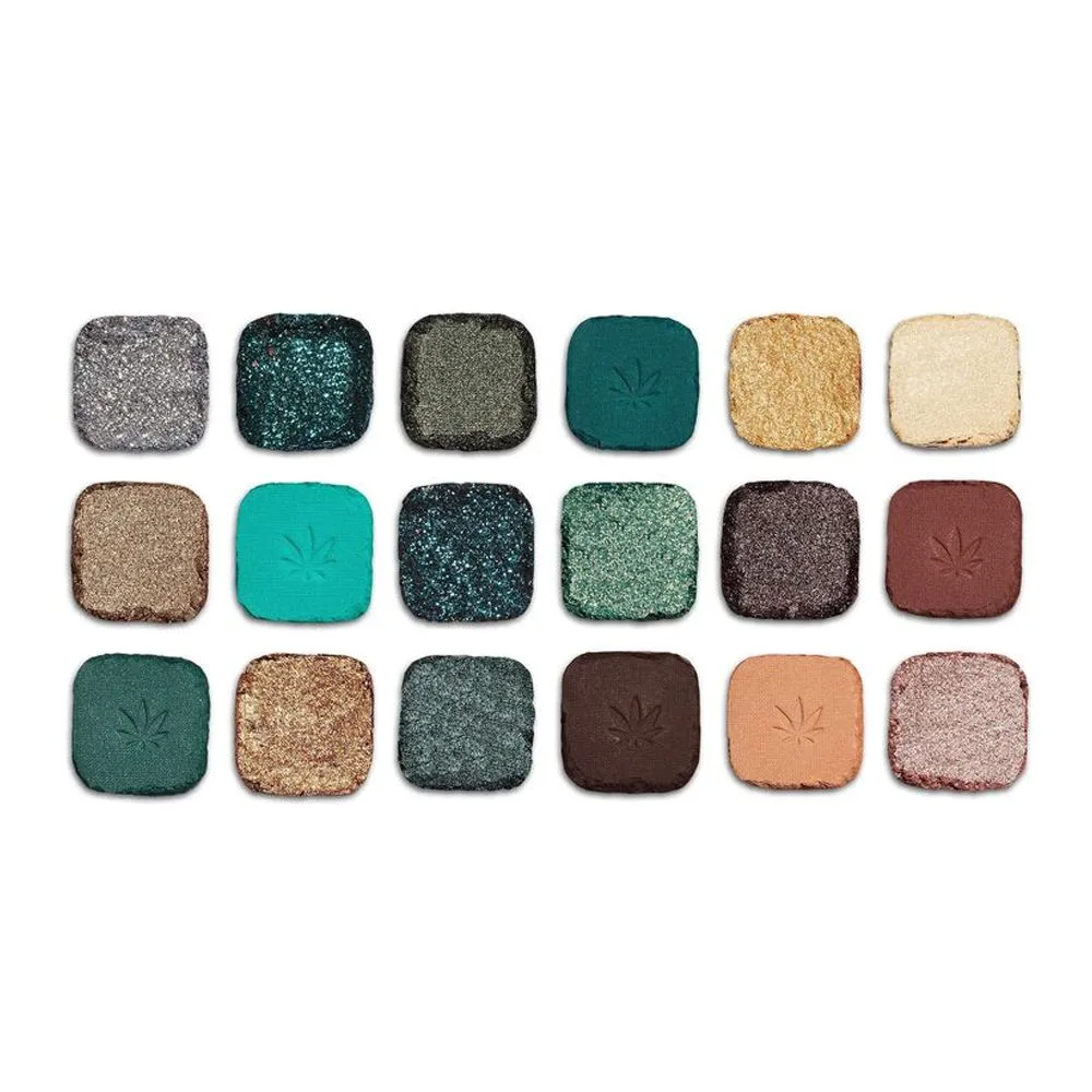 Comfortable casual makeup revolution chilled with cannabis sativa eyeshadow palette, 18 shades