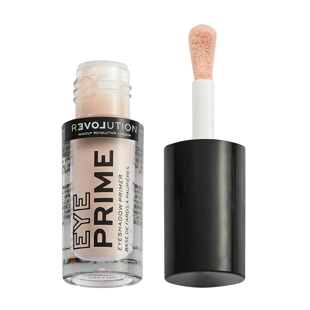 Side view of makeup revolution eye prime eyeshadow, primer universal