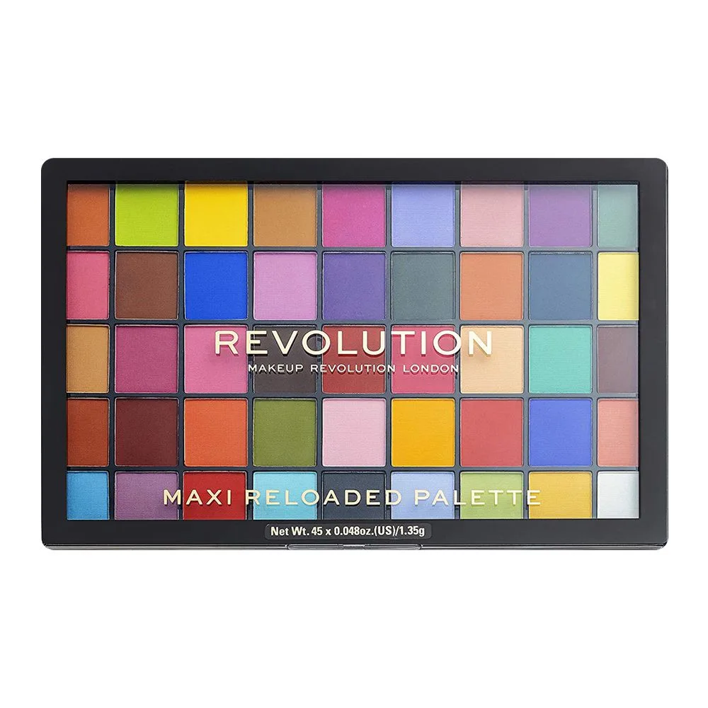 Comfortable casual makeup revolution maxi reloaded eyeshadow palette, monster mattes, 45 pieces