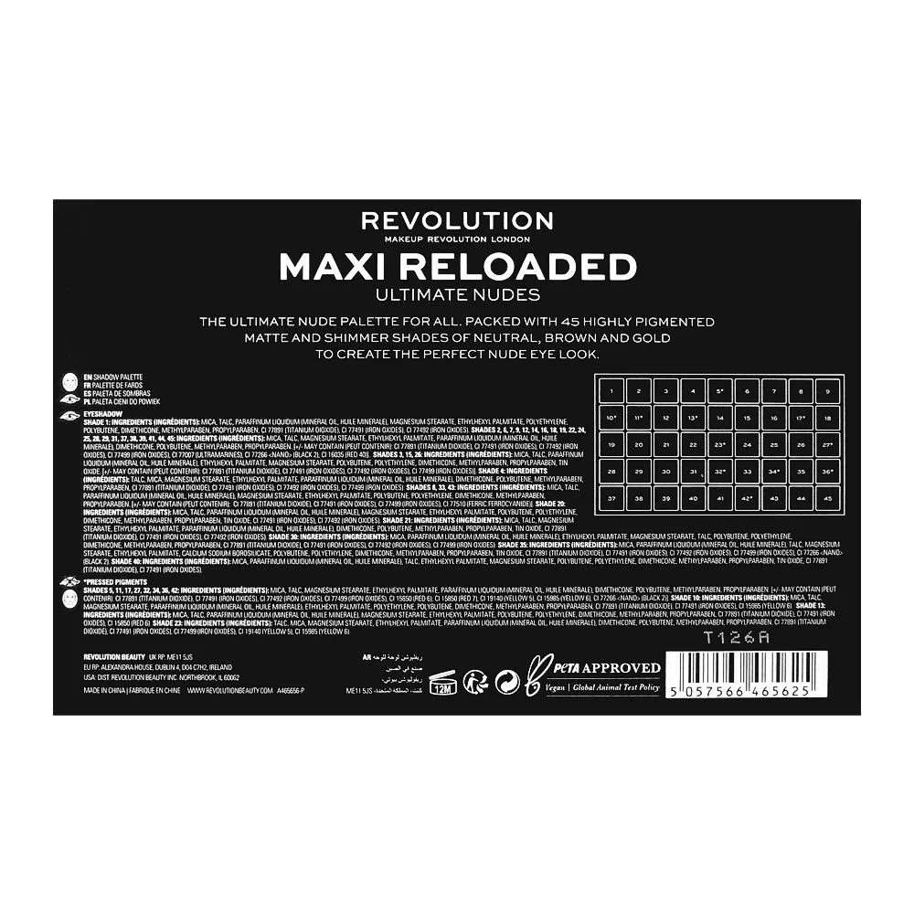 Makeup Revolution Maxi Reloaded Ultimate Nudes Eyeshadow Palette, 45-Shades product texture detail