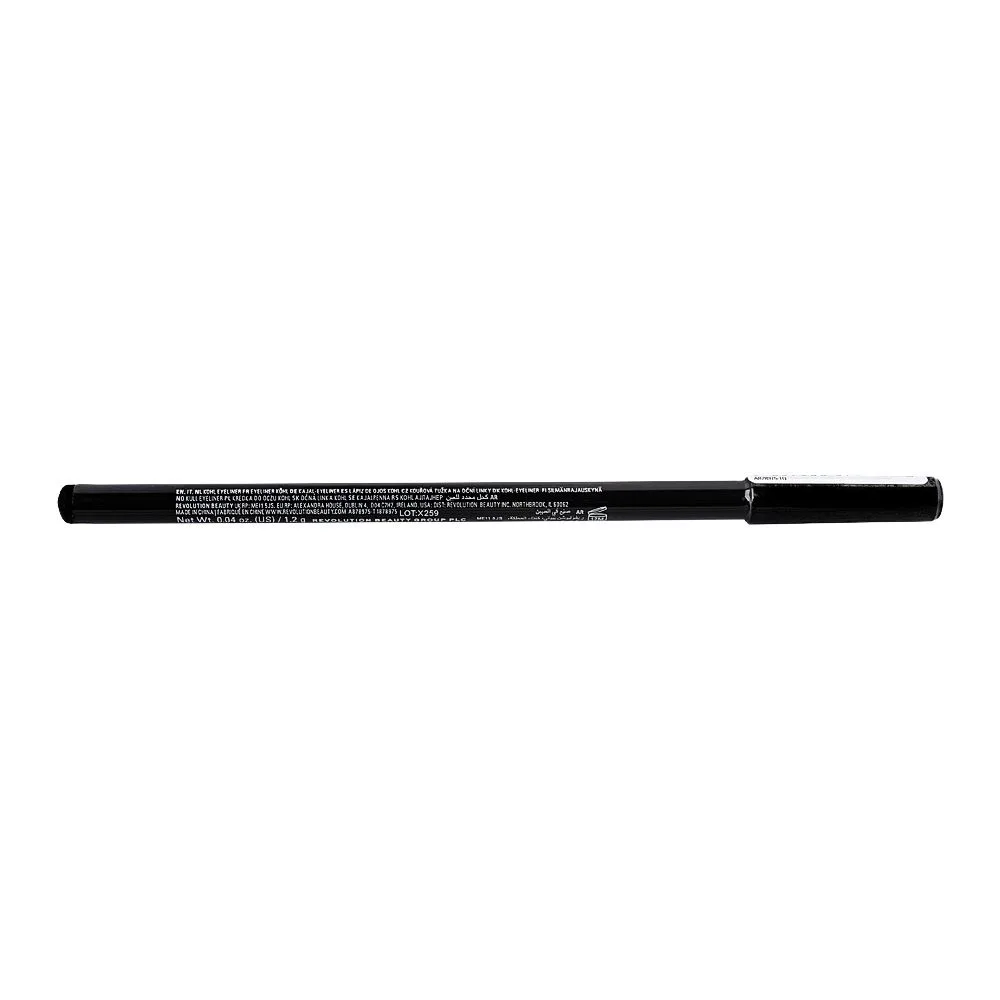 Side view of makeup revolution relove super smoke kohl eyeliner, black, 1.2g
