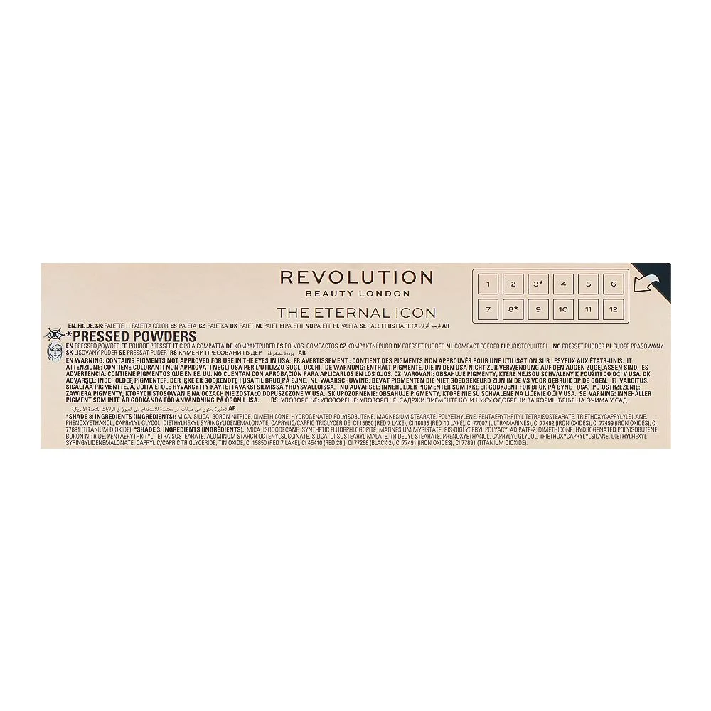Makeup Revolution The Eternal Icon Eyeshadow Palette, 0.7g X 12-Pack packaging image