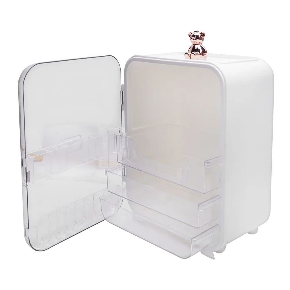 Comfortable casual matrix clear view cosmetic organizer with mirror & led, make up stands for accessories