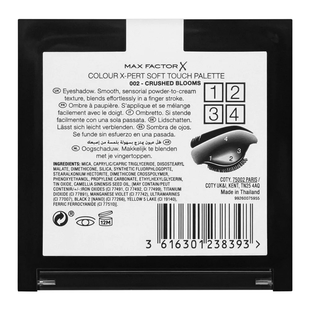 Max Factor Colour X-Pert Soft Touch Eye Shadow Palette, 002, Crushed Blooms close up view