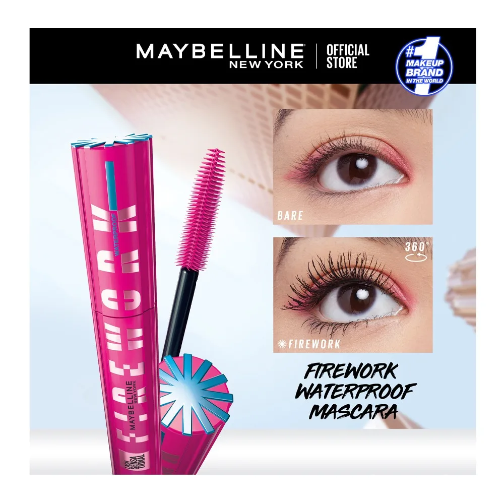 Premium everyday wear maybelline new york lash sensational firework waterproof mascara - a bold, lasting look, 24h wear, 8.75ml, very black