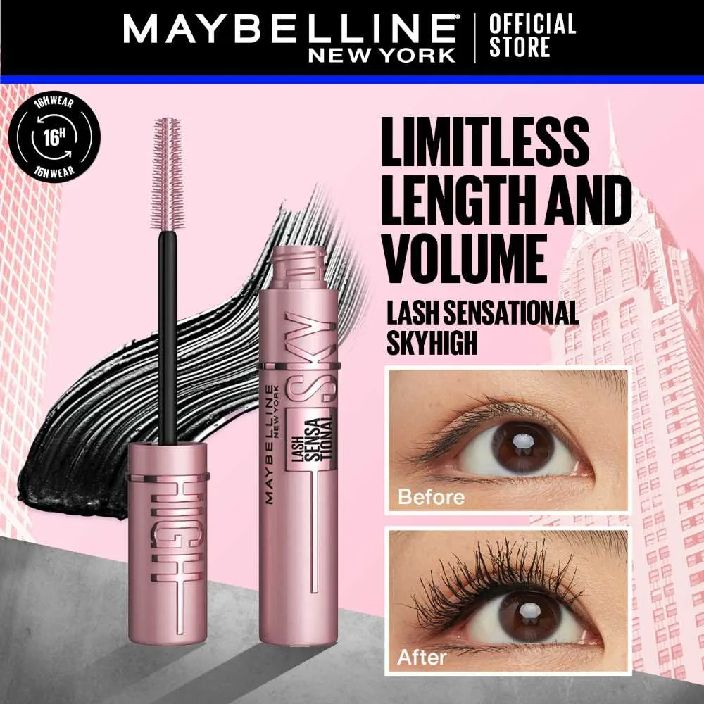 Maybelline New York Lash Sensational Sky High Waterproof Mascara, 02, Very Black, 6ml