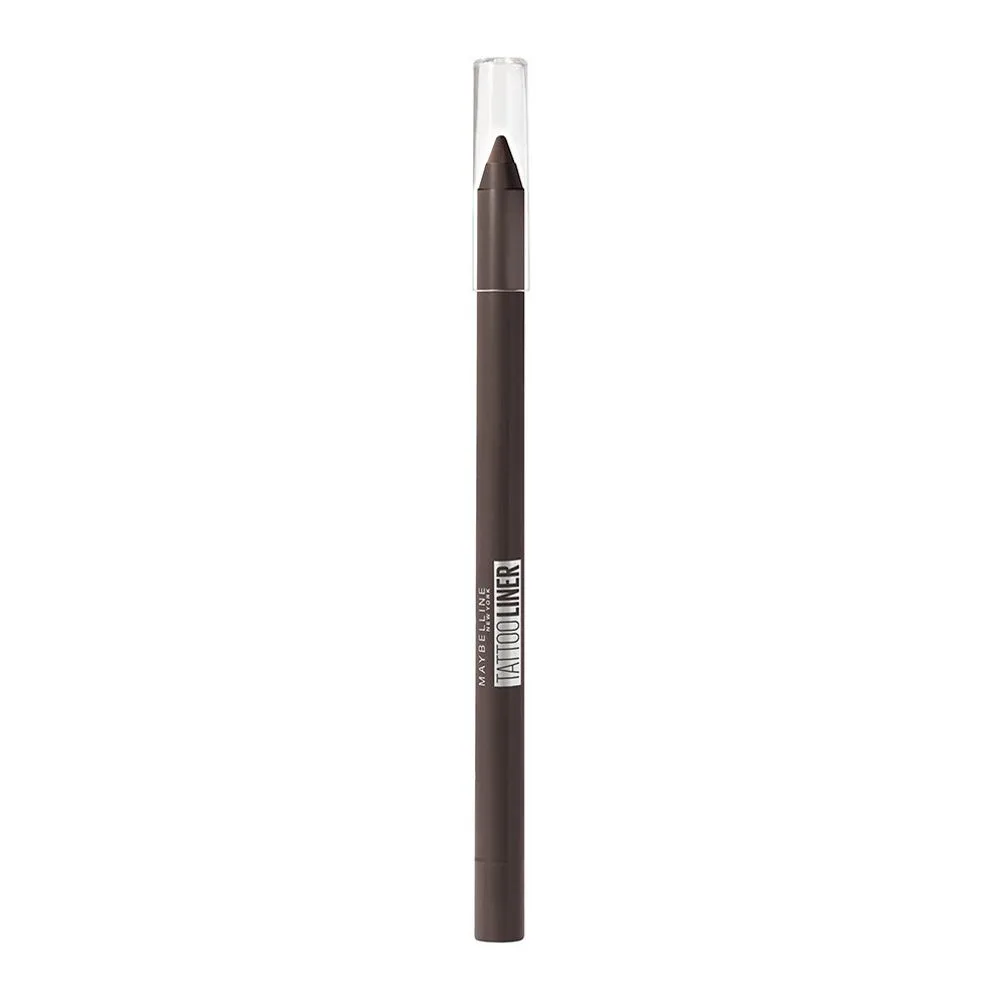 Side view of maybelline new york tattoo liner gel pencil, 910 bold brown