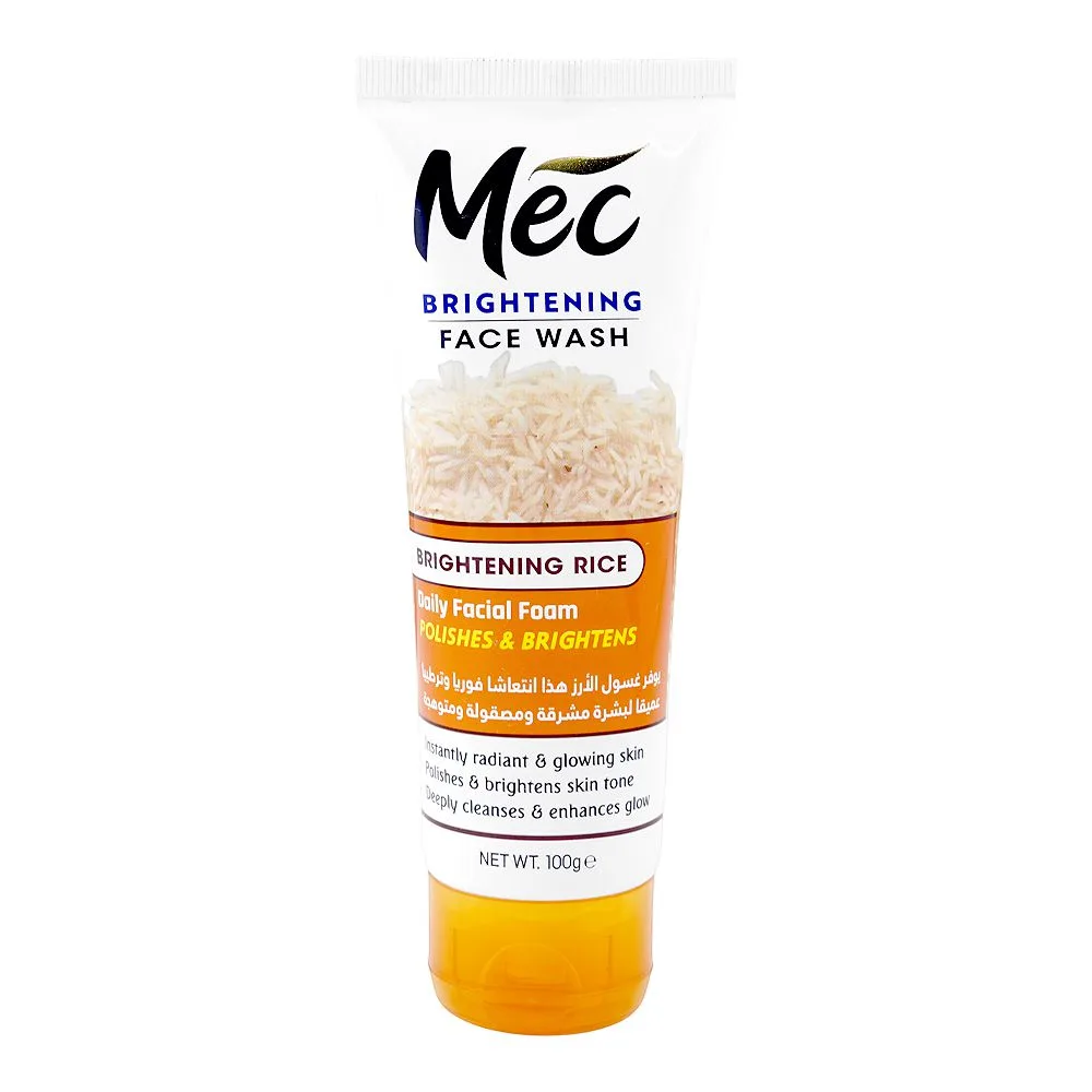 Mec Brightening Rice Daily Facial Foam Brightening Face Wash, Glycerin, Niacinamide, For Skin Brightening, 100g