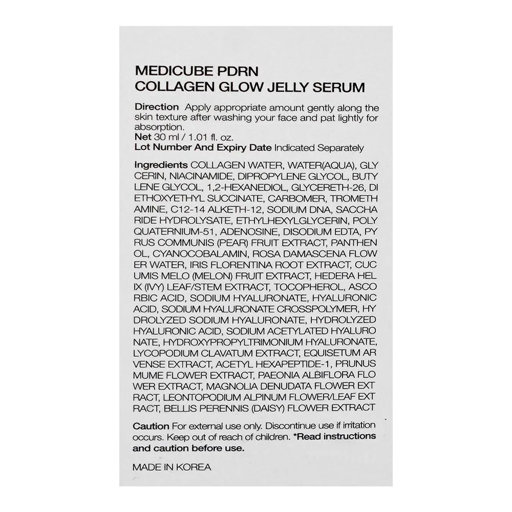 Comfortable casual medicube pdrn collagen glow jelly serum, niacinamide, hyaluronic acid, for radiant skin, 30ml
