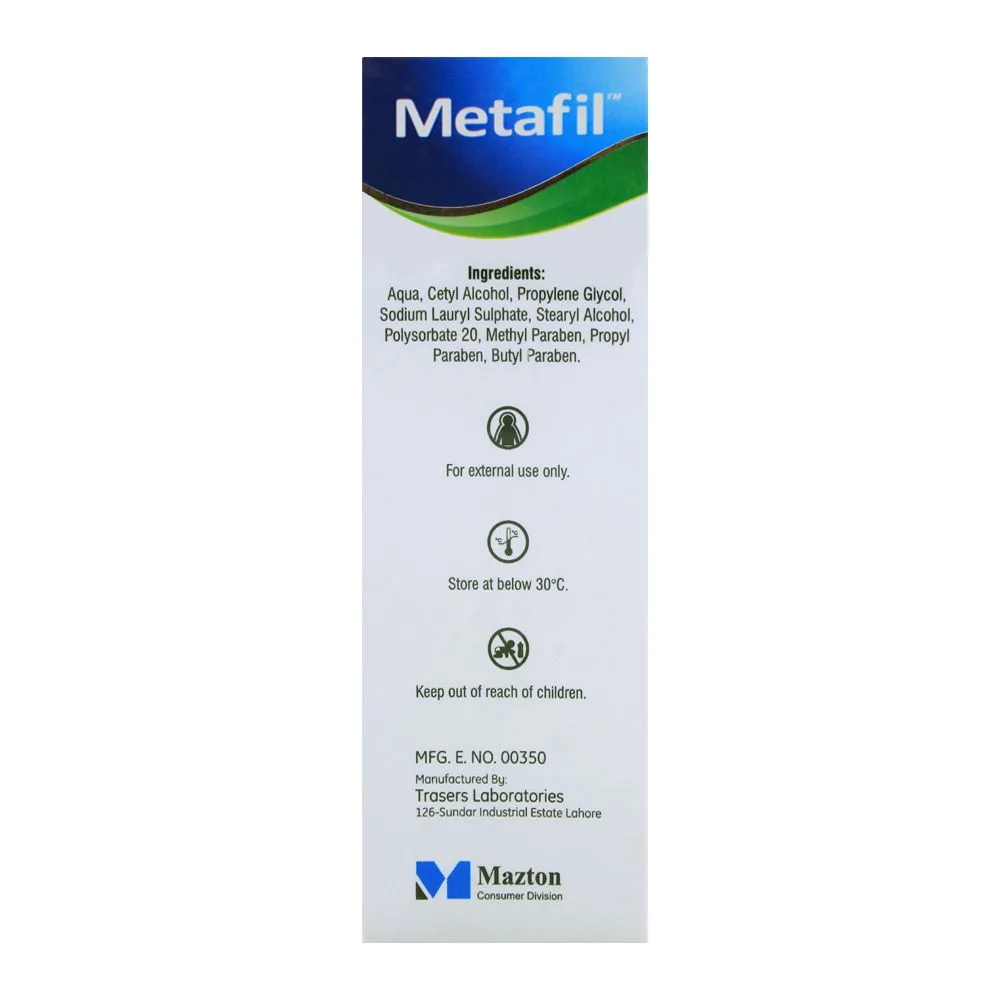 Side view of metafil gentle skin cleanser for all skin types 100ml
