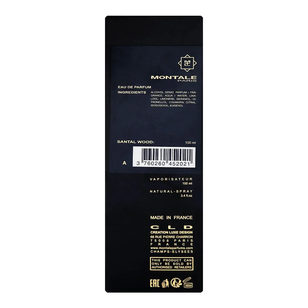 Side view of montale santal wood, eau de parfum, for men & women, 100ml