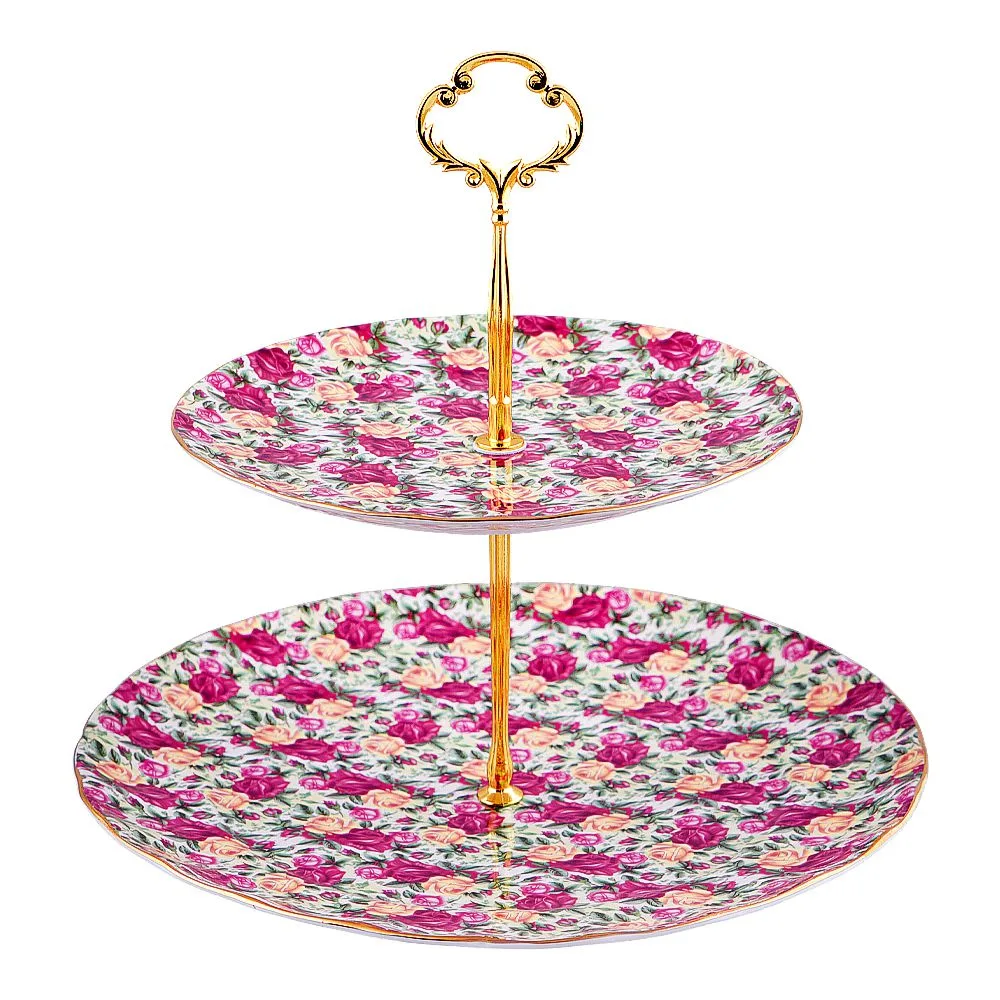 Side view of more & more cake platter, 2 step